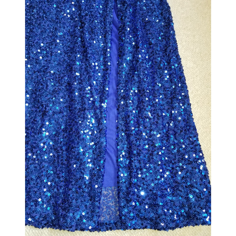 NWT $120 Womens Dress-WINDSOR-blue 'Esperanza Formal Sequin Cowl Neck'-M - Picture 3 of 7